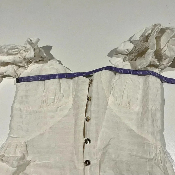 Cult Gaia Simona white linen off shoulder midi Dress size Large - Picture 15 of 16